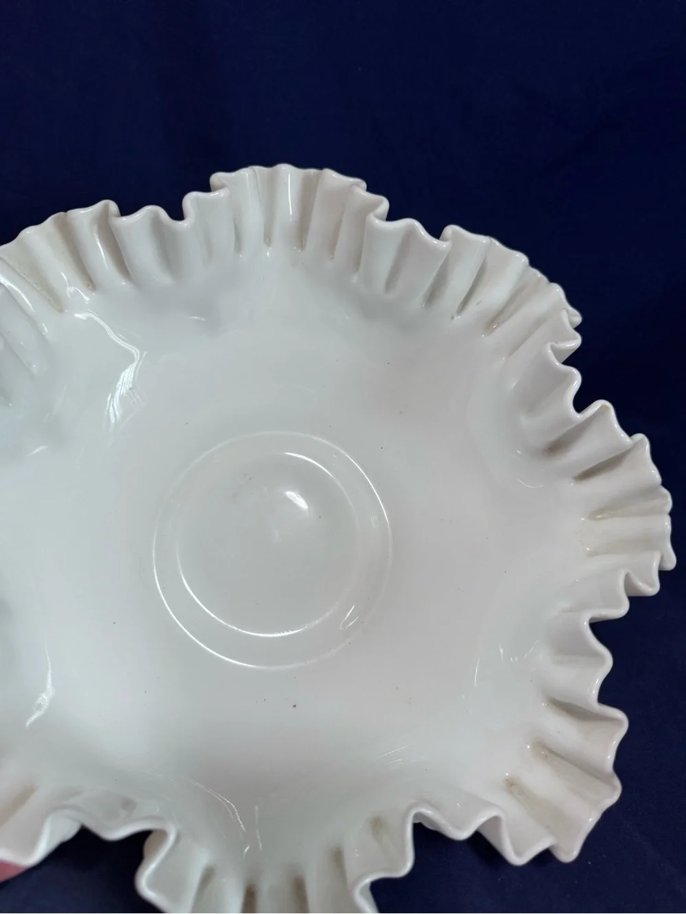 Milk Glass Hobnail Scalloped Bowl 10